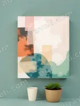 Abstract Pastel Geometric Canvas Wall Art for Living Room Home Decor