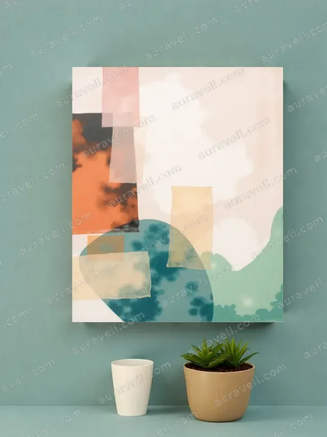 Abstract Pastel Geometric Canvas Wall Art for Living Room Home Decor — art print