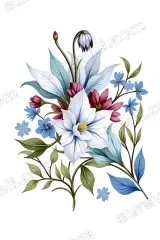 Blue White Red Floral Canvas Wall Art for Bedroom framed modern home decor