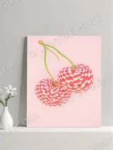 Checkered Cherries Canvas Wall Art for Living Room Bedroom Home Decor – view 2