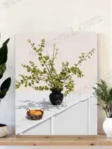 Green Plant in Black Vase Canvas Wall Art for Living Room Home Decor