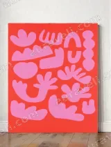 Abstract Pink Organic Shapes Canvas Wall Art for Living Room Home Decor – view 2