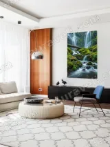 Waterfall & Mossy Rocks Nature Canvas Wall Art for Living Room Decor – view 5