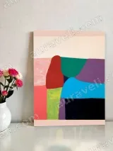 Abstract Color Block Geometric Canvas Wall Art for Living Room Bedroom Home Decor