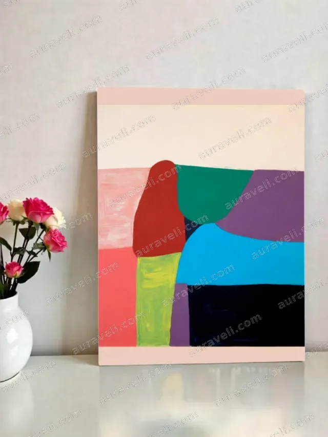 Abstract Color Block Geometric Canvas Wall Art for Living Room Bedroom Home Decor — art print