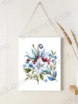 Blue White Red Floral Canvas Wall Art for Bedroom Living Room Home Decor – view 2