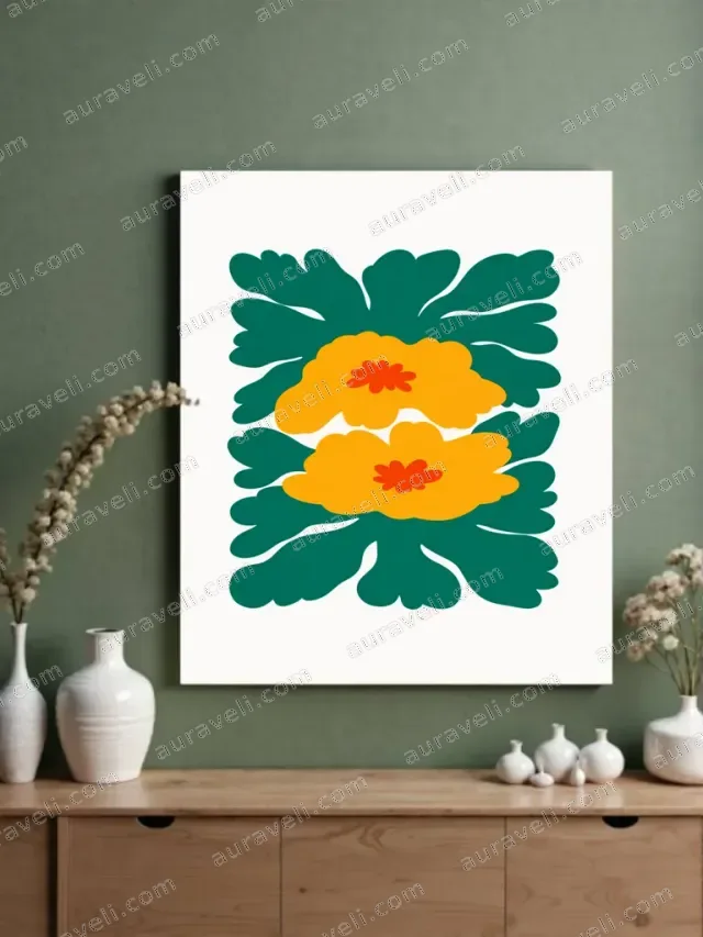 Bold Color Floral Canvas Wall Art for Living Room Bedroom Home Decor — art print