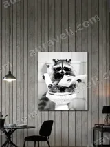 Raccoon Reading Newspaper on Toilet Canvas Wall Art for Bathroom Decor – view 2