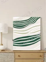 Abstract Green Wave Lines Canvas Wall Art for Living Room Decor – view 4