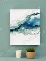 Abstract Blue Green Fluid Canvas Wall Art for Living Room Home Decor