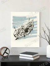 Nautical Boat Sketch Canvas Wall Art for Living Room Home Decor – view 3