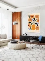 Boho Orange Floral Vase Canvas Wall Art for Living Room Decor – view 5