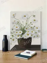 Daisies in Woven Basket Floral Canvas Wall Art for Living Room Home Decor