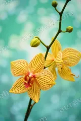 Yellow Striped Orchid Floral Canvas Wall Art for Living framed modern home decor