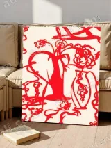 Red Abstract Floral & Vase Canvas Wall Art for Living Room Decor – view 4