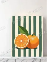 Sliced & Whole Orange Canvas Wall Art with Green Stripes for Home Decor – view 3