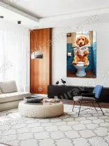 Funny Dog Reading Newspaper on Toilet Canvas Wall Art for Bathroom Decor – view 5