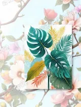 Tropical Monstera & Palm Leaf Canvas Wall Art for Living Room Bedroom Home Decor – view 2