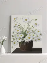 Daisies in Woven Basket Floral Canvas Wall Art for Living Room Home Decor – view 2