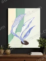 Abstract Blue Botanical Canvas Wall Art for Living Room Bedroom Home Decor