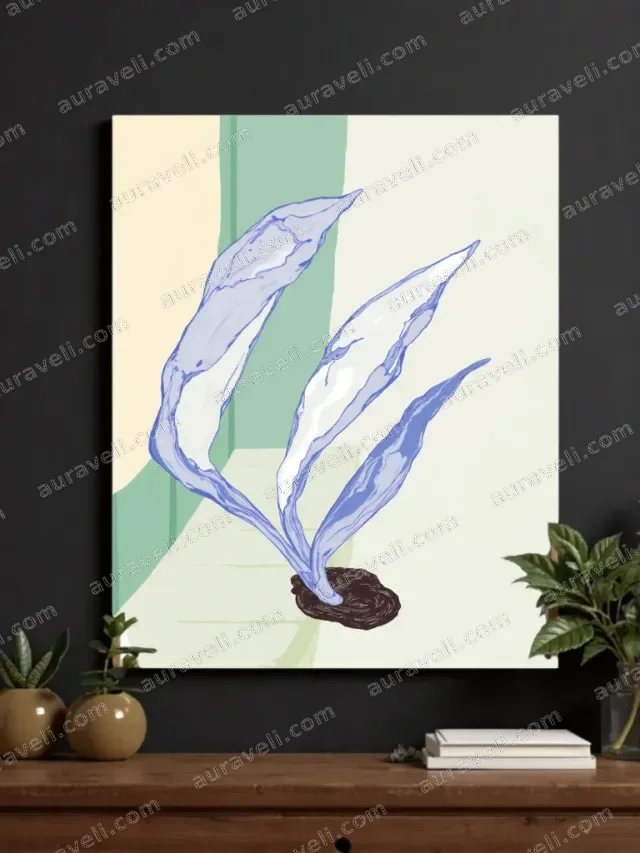 Abstract Blue Botanical Canvas Wall Art for Living Room Bedroom Home Decor — art print