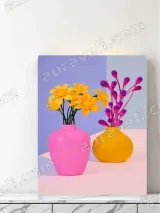 Colorful Floral Vases Canvas Wall Art for Living Room Home Decor – view 3
