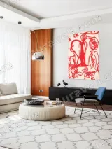 Red Abstract Line Drawing Canvas Wall Art for Living Room Home Decor – view 5