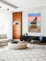 Balanced Stones Beach Sunset Canvas Wall Art for Home Decor – view 5