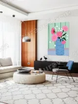 Pink Floral Blue Vase Canvas Wall Art for Living Room Bedroom Home Decor – view 5
