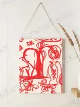Red Abstract Line Drawing Canvas Wall Art for Living Room Home Decor – view 2