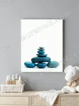 Stacked Blue Pebbles Canvas Wall Art for Living Room Bedroom Home Decor – view 4