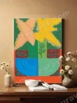Abstract Geometric Floral Canvas Wall Art for Living Room Home Decor – view 2