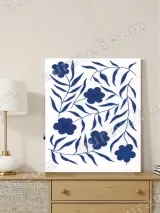 Navy Blue Floral Botanical Canvas Wall Art for Home Decor – view 4