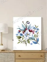 Blue White Red Floral Canvas Wall Art for Bedroom Living Room Home Decor – view 3
