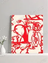 Red Abstract Floral & Vase Canvas Wall Art for Living Room Decor – view 2