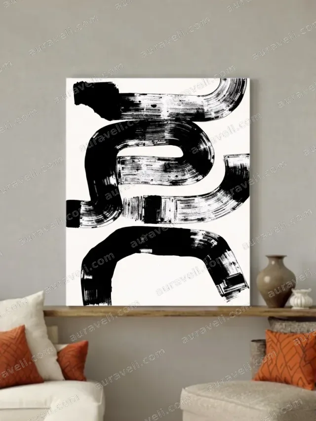 Abstract Black Brushstroke Canvas Wall Art for Living Room Home Decor — art print