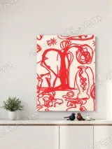 Red Abstract Line Drawing Canvas Wall Art for Living Room Home Decor – view 4