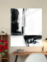 Abstract Black White Canvas Wall Art for Home Office Decor
