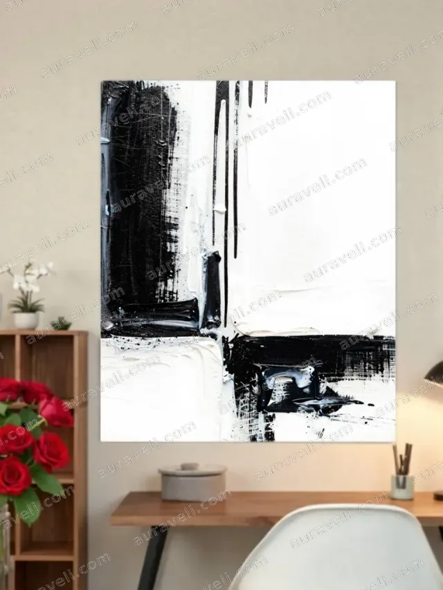 Abstract Black White Canvas Wall Art for Home Office Decor — art print
