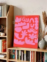 Abstract Pink Organic Shapes Canvas Wall Art for Living Room Home Decor – view 3