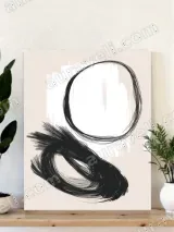 Abstract Black Brushstroke & Circle Wall Art for Home Decor