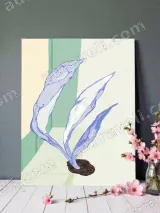 Abstract Blue Botanical Canvas Wall Art for Living Room Bedroom Home Decor – view 3