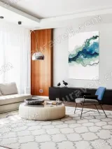 Abstract Blue Green Fluid Canvas Wall Art for Living Room Home Decor – view 5