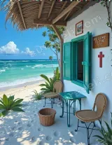 Tropical Beach Cottage Porch Canvas Wall Art for Coastal Home Decor landscape wall art for modern home decor