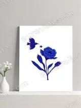 Blue Flower & Bird Canvas Wall Art for Living Room Bedroom Home Decor – view 3
