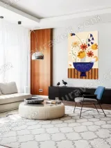 Whimsical Floral Blue Vase Canvas Wall Art for Living Room Decor – view 5