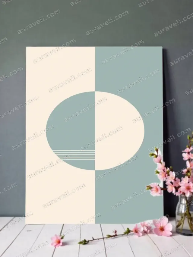Minimalist Geometric Split Circle Canvas Wall Art for Home Decor — art print
