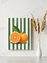 Sliced & Whole Orange Canvas Wall Art with Green Stripes for Home Decor – view 4