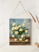 Cream Roses Bouquet Canvas Wall Art for Living Room Bedroom Home Decor – view 2