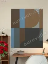 Abstract Geometric Shapes Canvas Wall Art for Living Room Home Decor